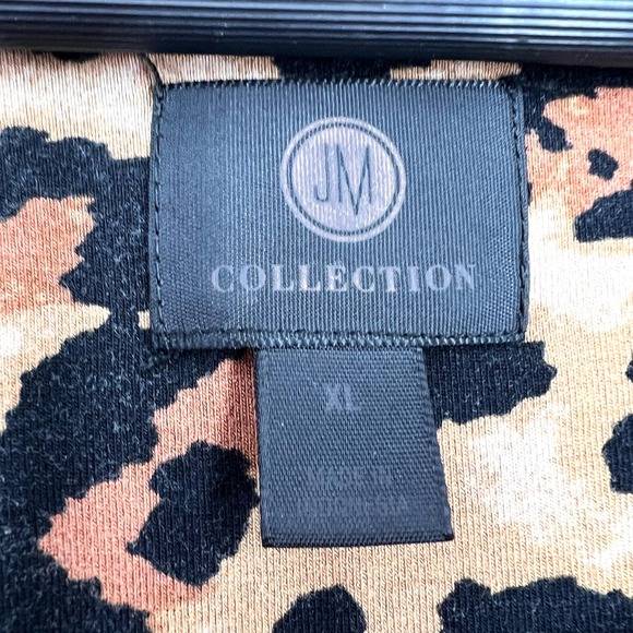 JM Collection Sz XL Leopard Print Brown Stretchy Blouse Shirt Top Lounge Cozy - Picture 2 of 8
